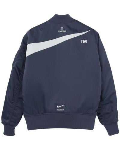 Nike Sportswear Swoosh Therma-fit Contrasting Colors Large Logo Reversible Loose Aviator Padded Jacket - Blue