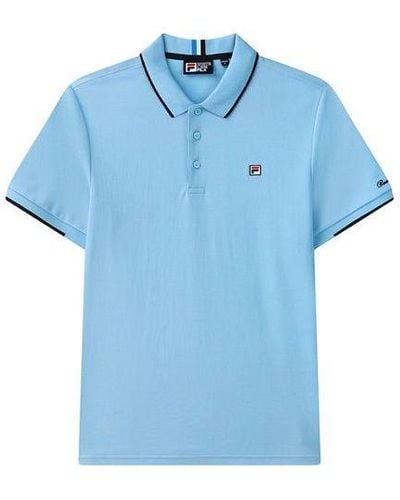 Fila Logo Embroidered Casual Short Sleeve Polo Shirt - Blue