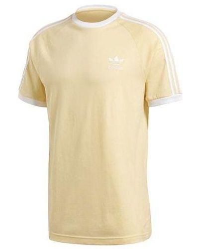 adidas Originals 3-stripes Tee Casual Round Neck Loose Logo Stripe Short Sleeve - Yellow