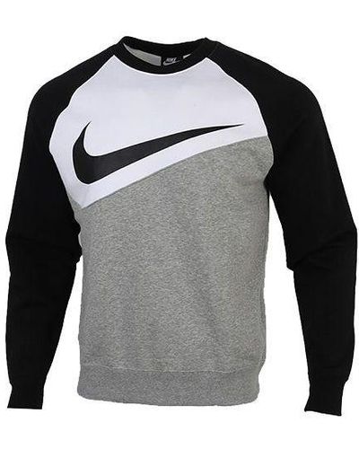 Nike Sportswear Swoosh Color Casual Collar Sports Black And White Gray