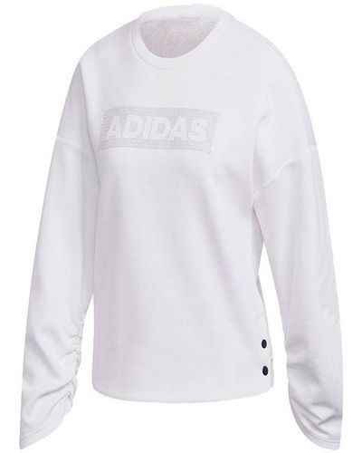 adidas Crew Dk Emby Loose Sports Pullover - White