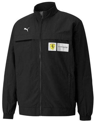 PUMA Ferrari Racing Series Logo Sports Stand Collar Jacket - Black