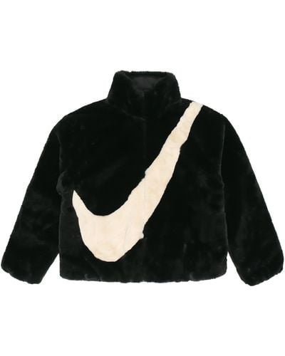 Nike Sportswear Swoosh Large Logo Stay Warm Lamb's Wool Stand Collar Jacket Autumn Asia Edition - Black