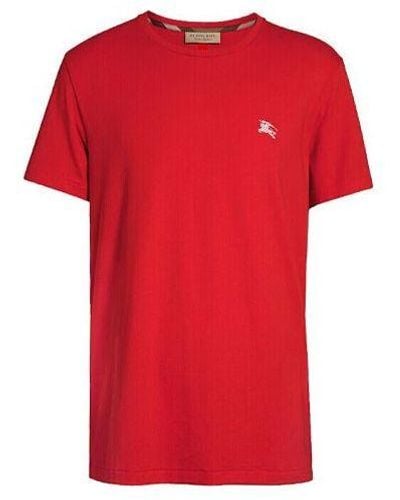 Burberry Cotton Round Neck Short Sleeve - Red