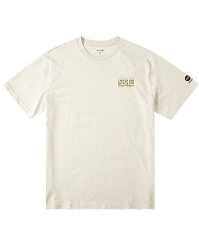 adidas Neo Se Arc Gr Tee Game Pattern Printing Round Neck Short Sleeve Bauxite Brown T-shirt - White