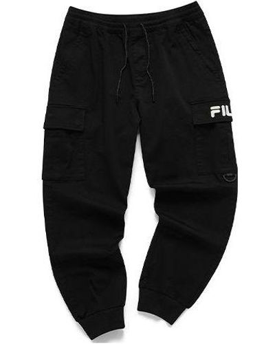 FILA FUSION Woven Lacing Casual Bundle Feet Sports Pants - Black