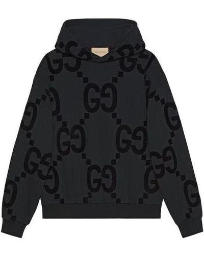 Gucci gg Flocked Print Cotton Fleece Sweatshirt - Black