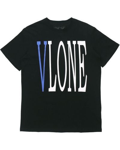 Vlone(GOAT) Large Logo Round Neck Short Sleeve T-shirt - Black