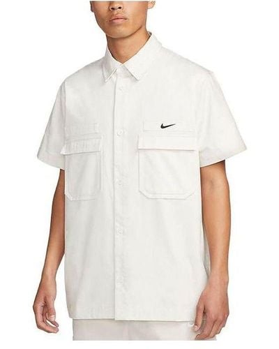 Nike Life Woven Military Short-sleeve Button-down Shirt Cotton - White