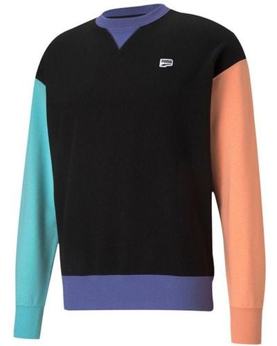 PUMA Graphic Crew Logo Printed Casual Sports Sweater - Black