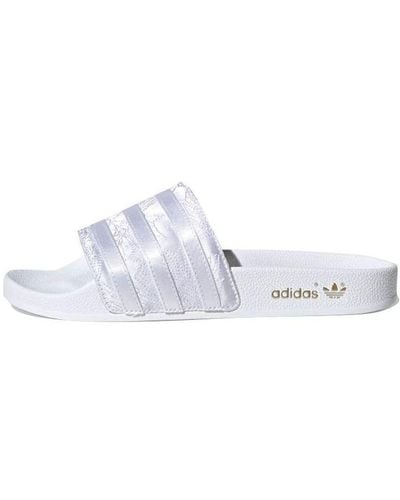 adidas Originals Adilette Satin Embroidered Slippers - White