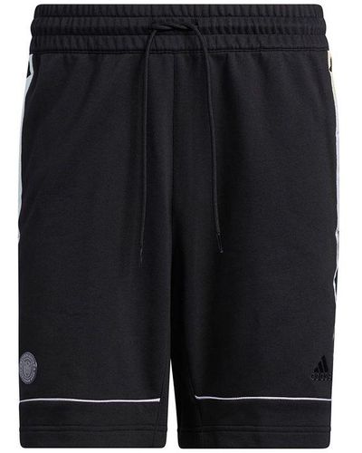 adidas Dm Short Stripe Loose Sports Basketball Shorts - Black