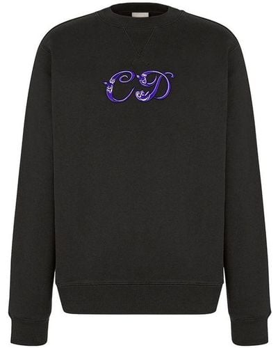 Dior X Kenny Scharf Crossover Ss21 Alphabet Embroidered Round Neck Pullover Autumn - Black