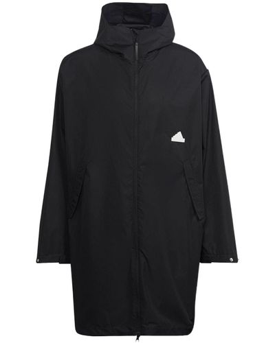 adidas Logo Solid Color Hooded Jacket Windbreaker Black