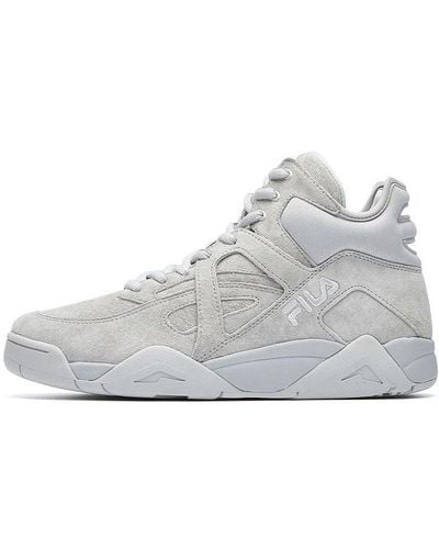 Fila Cage High Top Basketball Shoes Gray - White