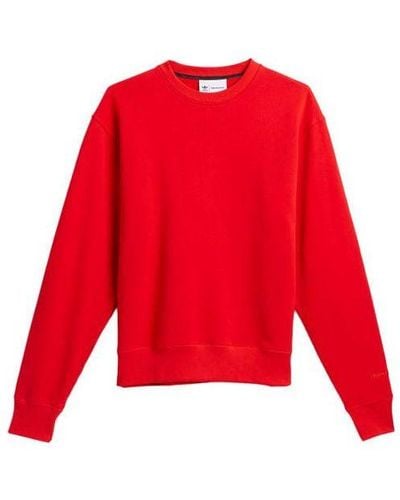 adidas Originals X Pharrell Williams Crossover Solid Color Loose Sports Round Neck Pullover - Red