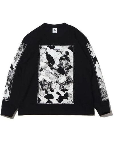 Nike Ss22 Acg Large Abstract Rock Pattern Printing Round Neck Pullover Black