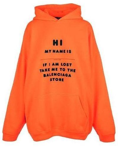 Balenciaga 'hi My Name Is' Hoodie 'fluorescent Black' - Orange
