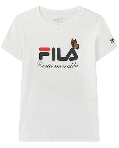 Fila Logo Alphabet Printing Short Sleeve - White