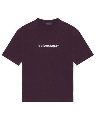 Balenciaga Ss21 Chest Logo Round Neck Short Sleeve - Purple