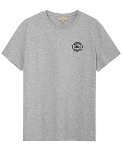 Burberry Solid Color Round Neck Short Sleeve Gray