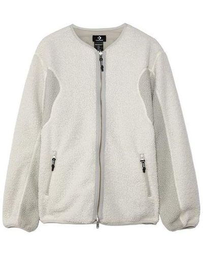 Converse X Slam Jam Jointly Signed Causual Sports Reversible Splicing Jacket Coat Male White - Gray