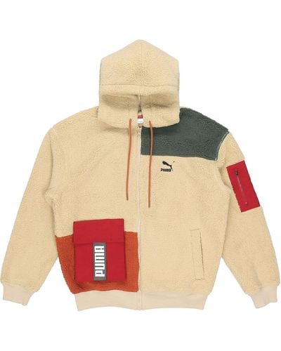 PUMA Retro Block Sherpa Full-zip Hoodie - Red