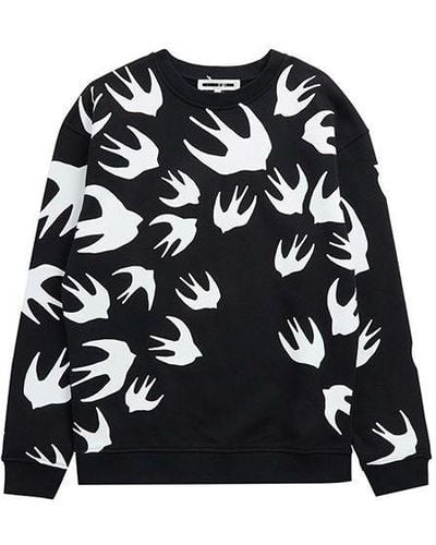 Alexander McQueen Swallow Pattern Printing Sweatshirt - Black