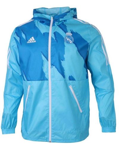 adidas Real Madrid Football Woven Hooded Jacket - Blue