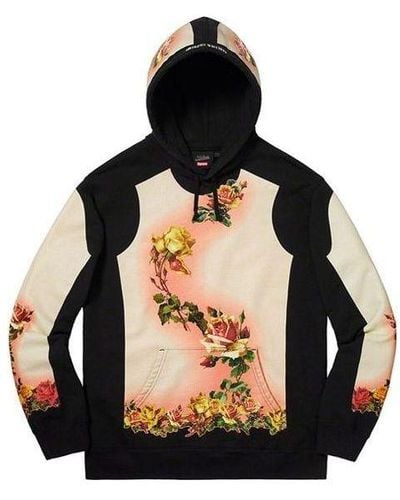 Supreme X Jean Paul Gaultier Floral Print Hooded Sweatshirt - Black
