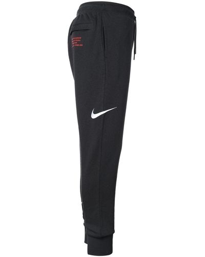 Nike Swoosh Embroidered Double- Hook Casual Sports Pants - Black