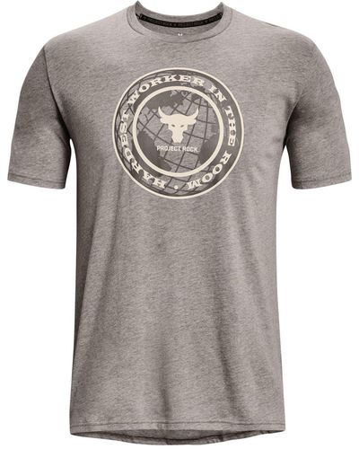 Under Armour Project Rock Globe Short Sleeve T-shirt - Gray