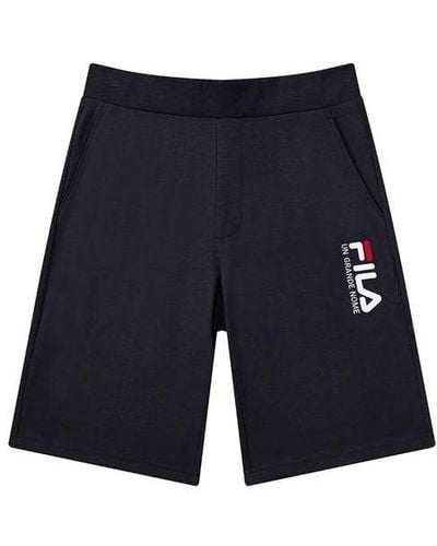 Fila Logo Embroidered Casual Knit Shorts Blue