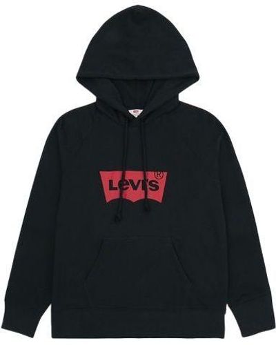 Levi's Alphabet Logo Hooded Printing Hoodie - Black