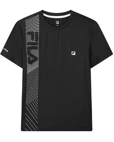 Fila Athletics Logo Printing Round Neck Pullover Short Sleeve Black