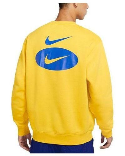 Nike As Nsw Sl Bb Crew Logo Casual Sports Fleece Lined Round Neck Long Sleeves Bright - Yellow