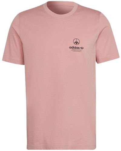 adidas Originals Solid Color Alphabet Logo Round Neck Pullover Sports Short Sleeve Pink T-shirt