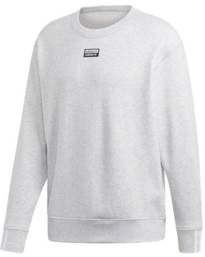adidas Originals Logo Round Neck Pullover Gray - White
