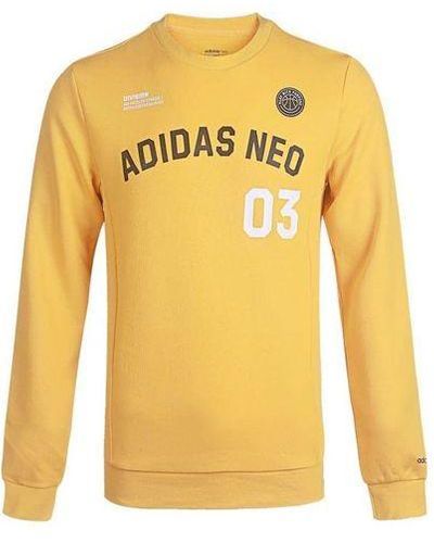 adidas Neo M Cs Vrsty Sw Logo Printing Knit Sports Round Neck Pullover - Yellow