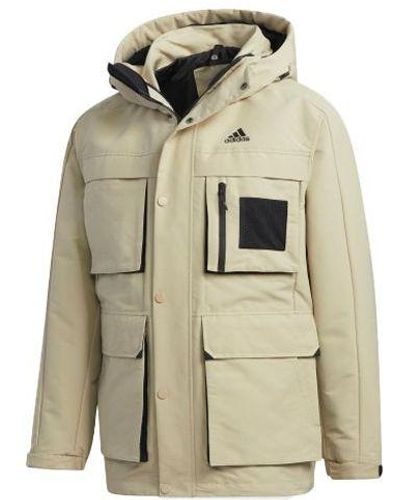 adidas 3in1 Down Jkt Multiple Pockets Outdoor Sports Detachable Hooded Down Jacket - Natural