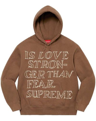 Supreme Stronger Than Fear Hooded Sweatshirt - Brown