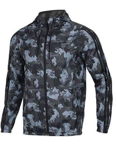 adidas Camouflage Hooded Casual Woven Jacket - Blue