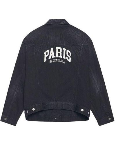 Balenciaga Cities Paris Oversized Denim Jacket - Blue