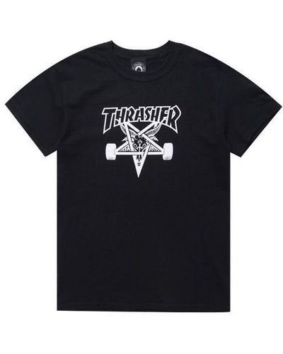 Thrasher Flame Racing Printing Short Sleeve Us Edition - Black