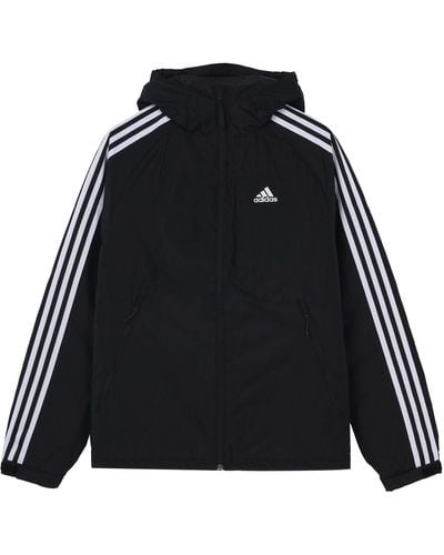 adidas 3st Down Jkt Logo Printing Side Stripe Sports Stay Warm Hooded Down Jacket - Black