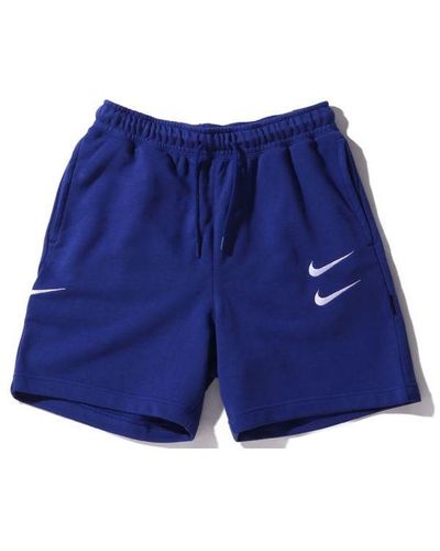 Nike Swoosh French Terry Short Casual Sports Shorts - Blue