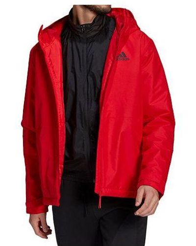 adidas Casual Sports Windproof Hooded Jacket - Red