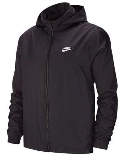 Nike Running Training Woven Breathable Hooded Windproof Jacket - Blue