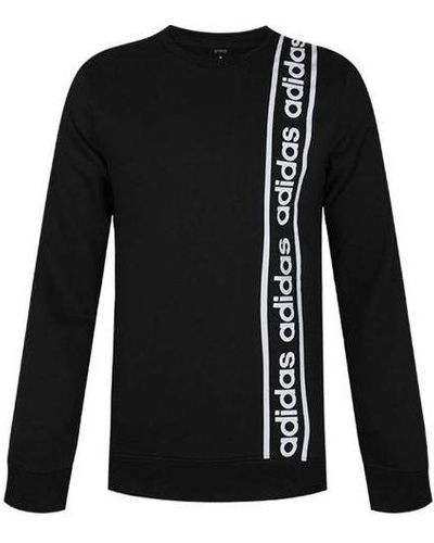 adidas M C90 Brd Letter Print Sports Crew Neck Sweatshirt - Black