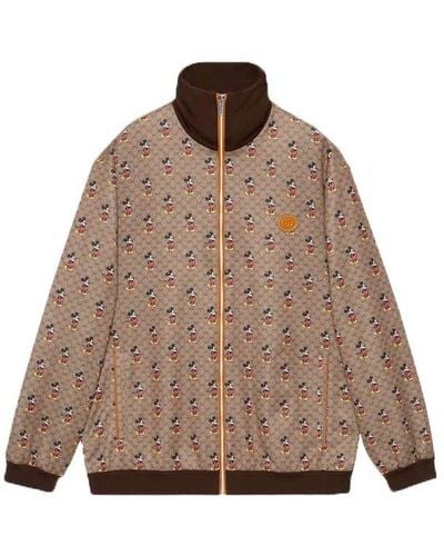 Gucci X Disney Full-printed Mickey Pattern Long Sleeve Jacket - Brown
